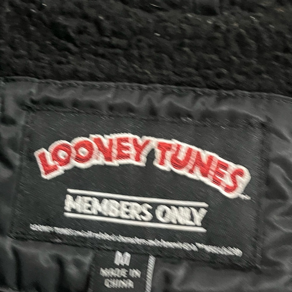 VTG Looney Tunes Bugs Taz Members Only Placement Hooded Jacket Size M Men - Picture 7 of 9